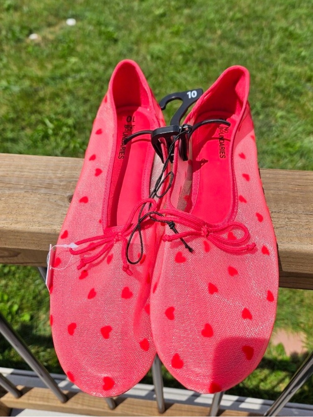 No Boundaries Pink Heart-Print Ballet Flats